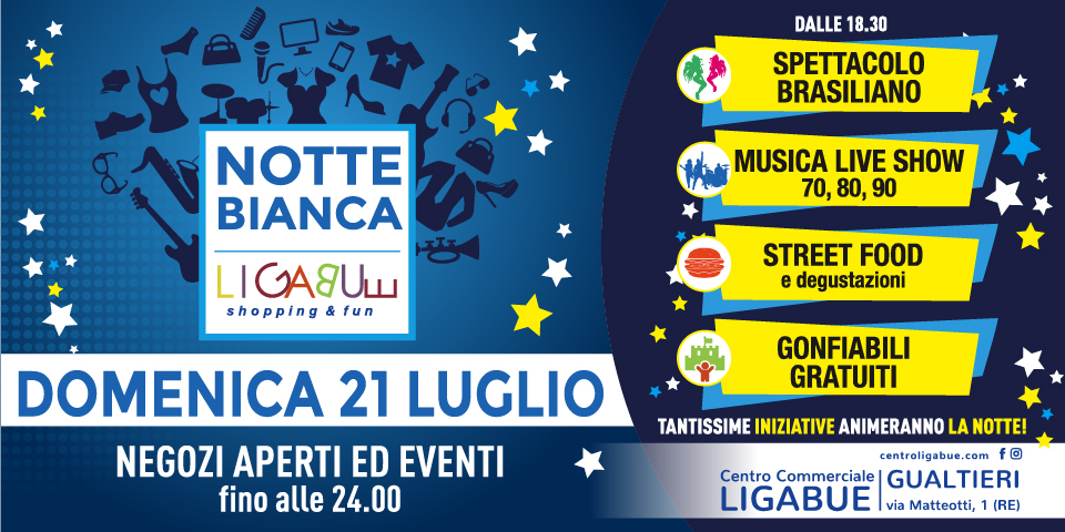NOTTE BIANCA: DOMENICA 21 LUGLIO